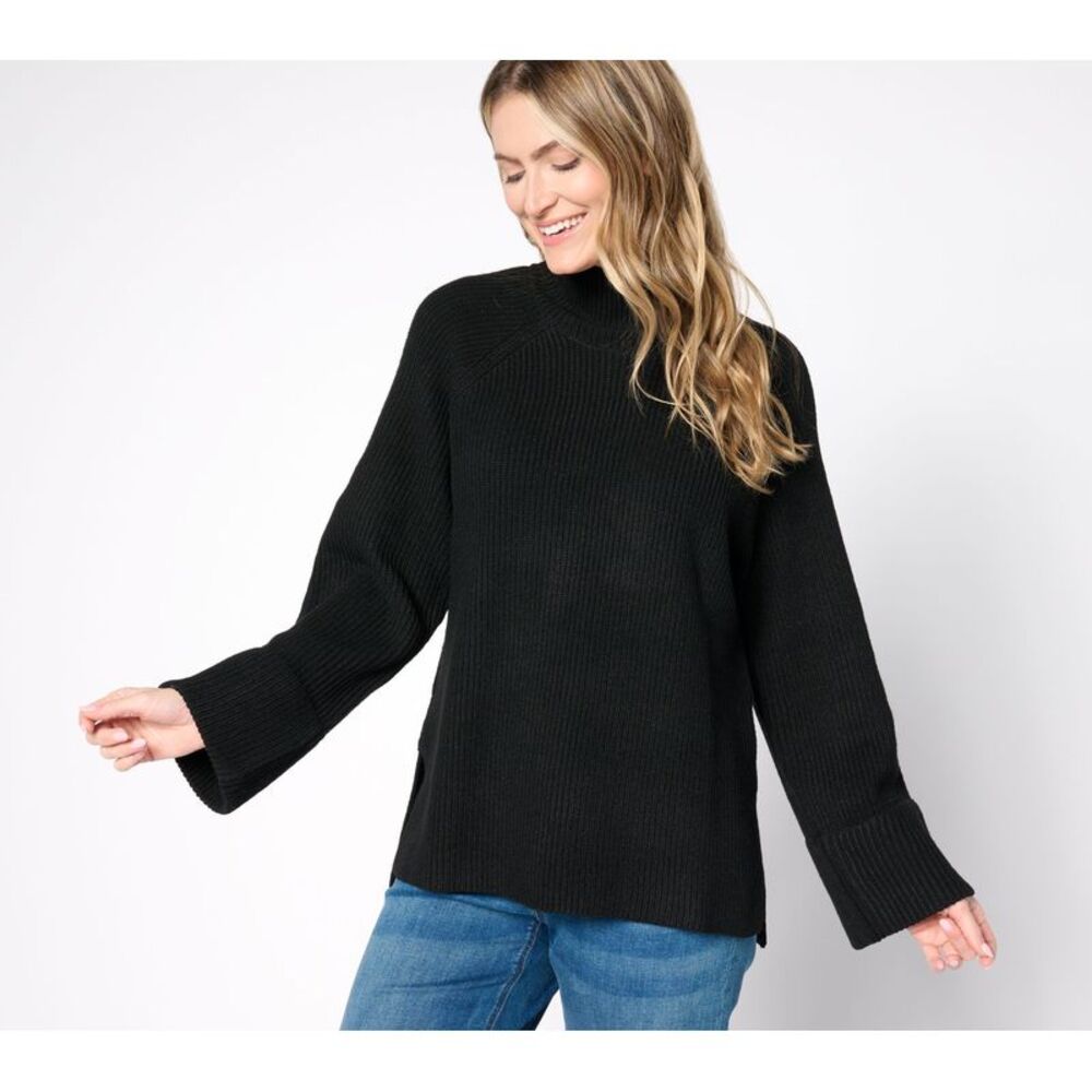 SUNNYLiFE Women's Top Sweater Sz XL Frankie Turtleneck Black A667990
